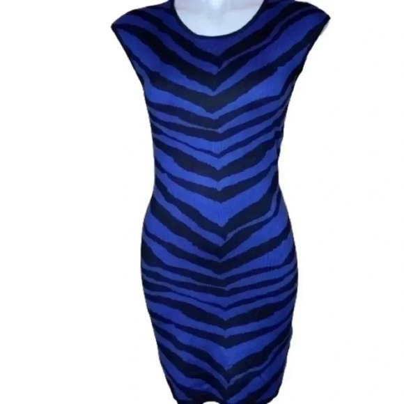 Express zebra print blue bodycon dress Small - Picture 3 of 9